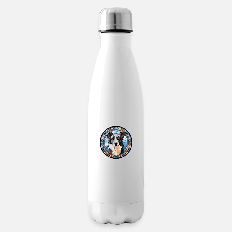 Border Collie Hunderasse Aquarellglas - Isolierflasche - Weiß