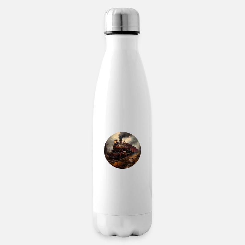 Alte Dampflok - Isolierflasche - Weiß