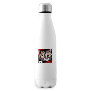 Cute Cat Begging Eyes - Insulated Water Bottle - white - Right