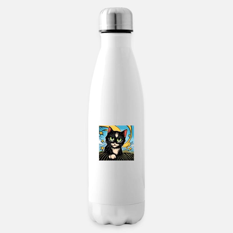 Niedliche schwarze Katze - Isolierflasche - Weiß