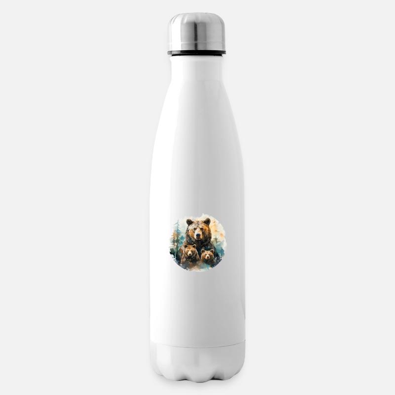 Bären Papa Bären Mama Bären Kinder Bär und Junge - Isolierflasche - Weiß