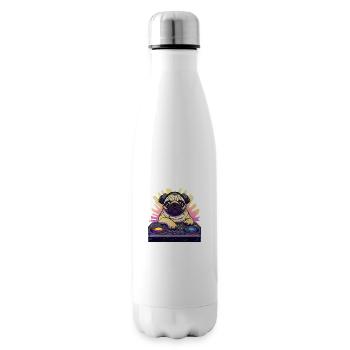 Mops Hund DJ Geschenkidee - DJ Hund - Isolierflasche - Weiß - Rechts