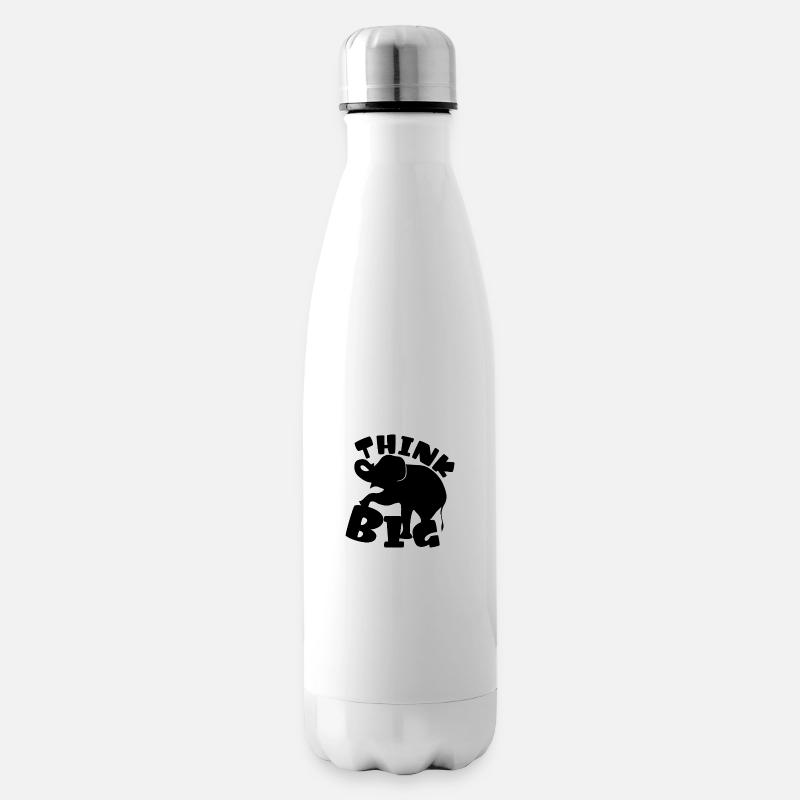 Think Big Elephant Idee schwarz Silhouette - Isolierflasche - Weiß