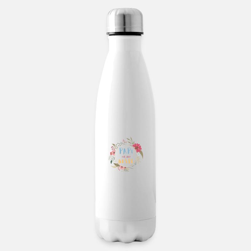 Papi ist der Beste! Niedlicher Blumenkranz - Isolierflasche - Weiß
