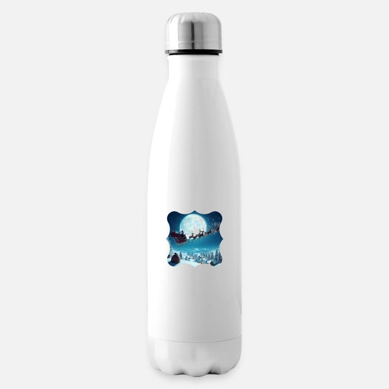 Weihnachtsmann Schlitten Rentier Geschenke Weihnachtsbaum - Isolierflasche - Weiß