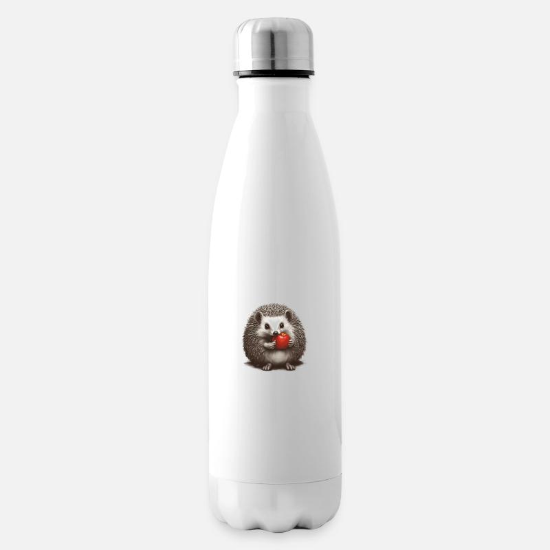 Igel mit Apfel 1 - Isolierflasche - Weiß