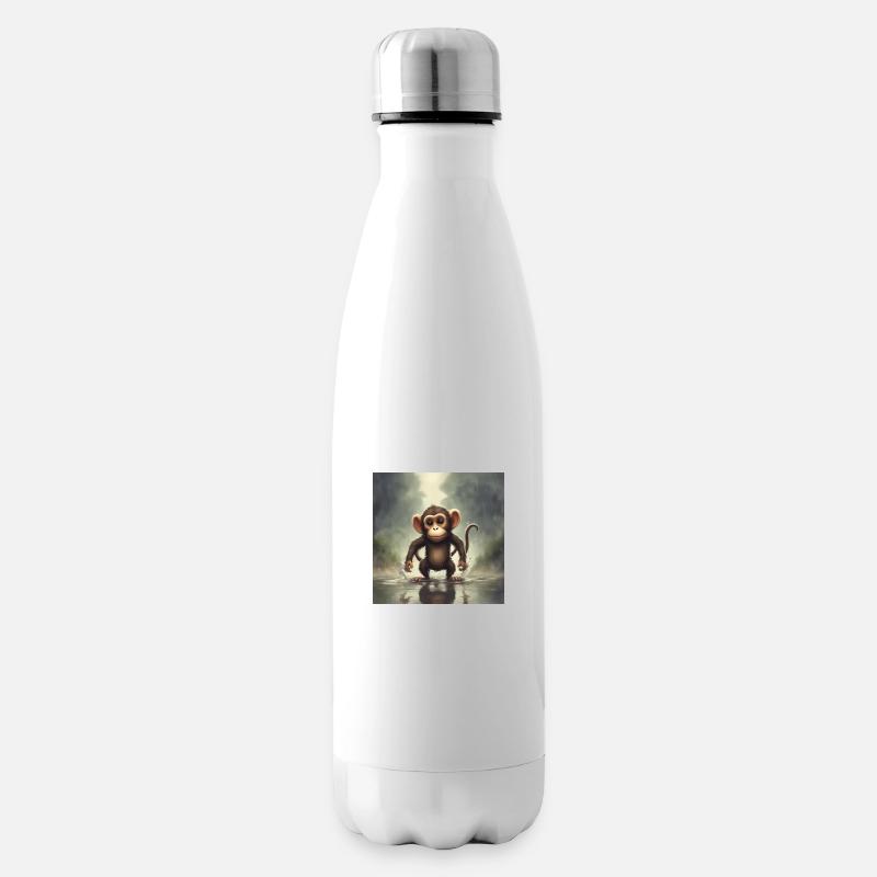 Kleiner Affe im Regen - Isolierflasche - Weiß