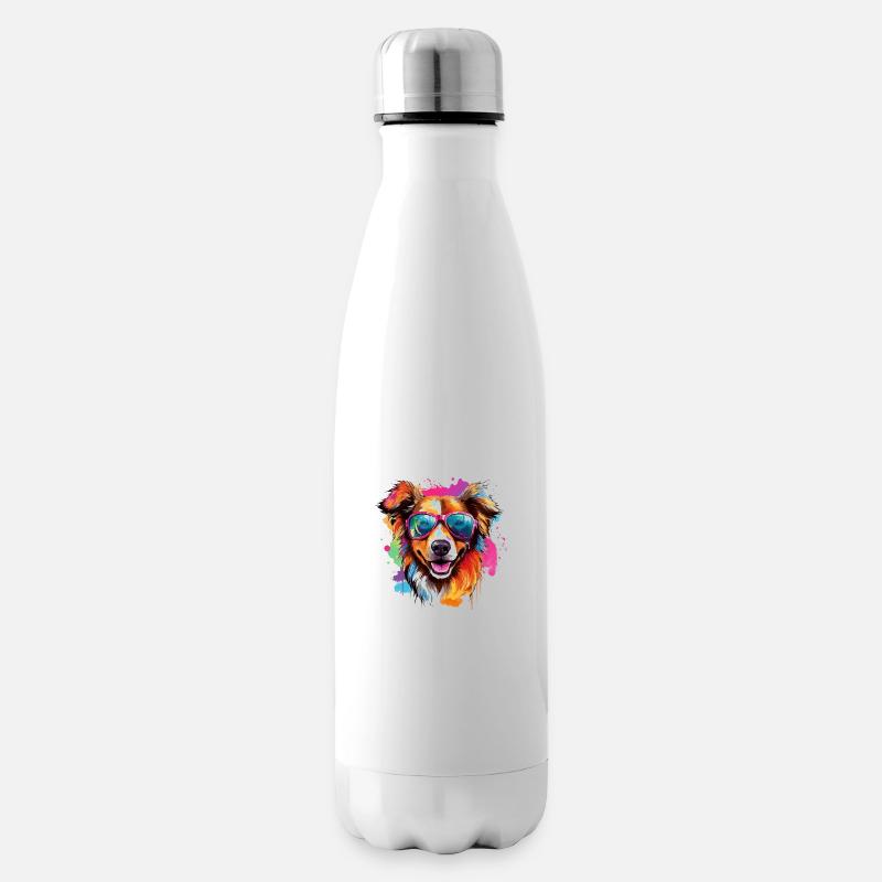 Cooler Hund mit Brille in bunten Farben. Hunde - Isolierflasche - Weiß