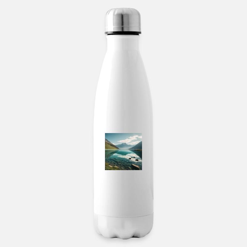 Bergpanorama mit See - Isolierflasche - Weiß