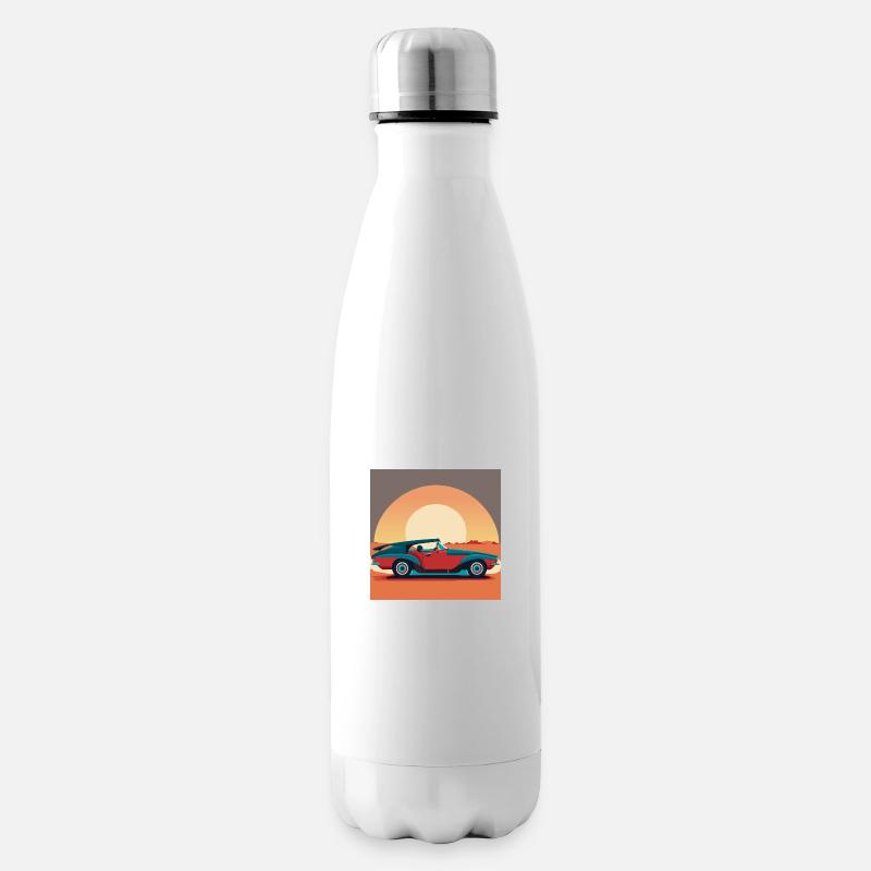 Oldtimer / Auto / Sonnenuntergang - Isolierflasche - Weiß