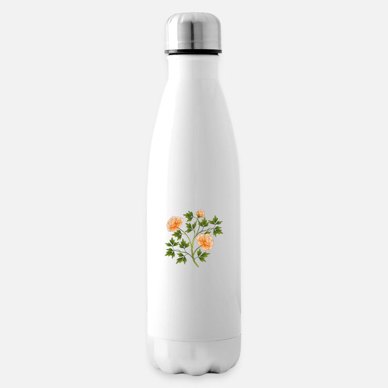 Blumen - Isolierflasche - Weiß