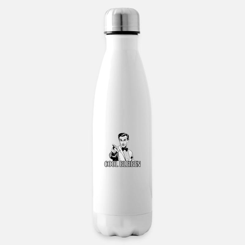 Retro Mann - COOL BLEIBEN - Isolierflasche - Weiß