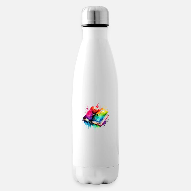 Book Reading Gift Books Reader Book Lover - Insulated Water Bottle - white