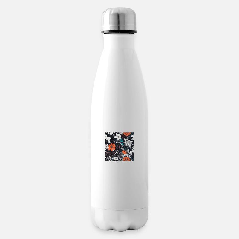 Dunkle Blüten - Isolierflasche - Weiß
