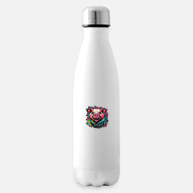 Glücksschweinchen Schwein - Isolierflasche - Weiß