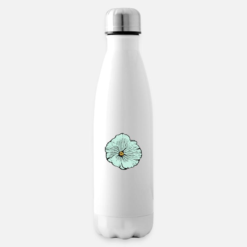 Blume hellblau blaue Blume Malve - Isolierflasche - Weiß