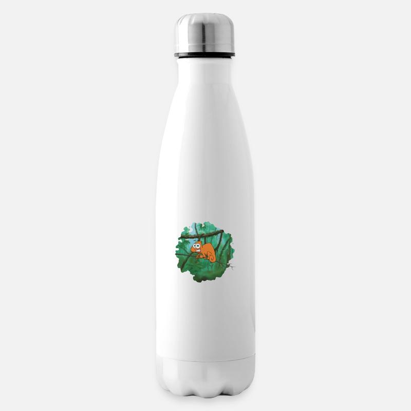 Orangenes Cartoon Chamäleon - Isolierflasche - Weiß
