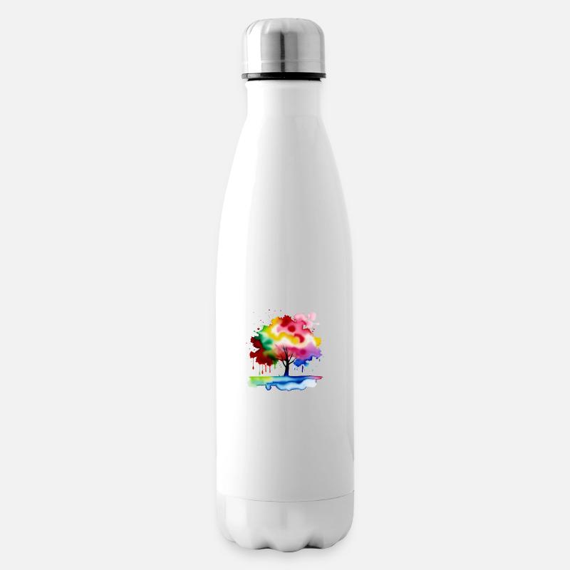 Baum - Farbspritzer - Isolierflasche - Weiß