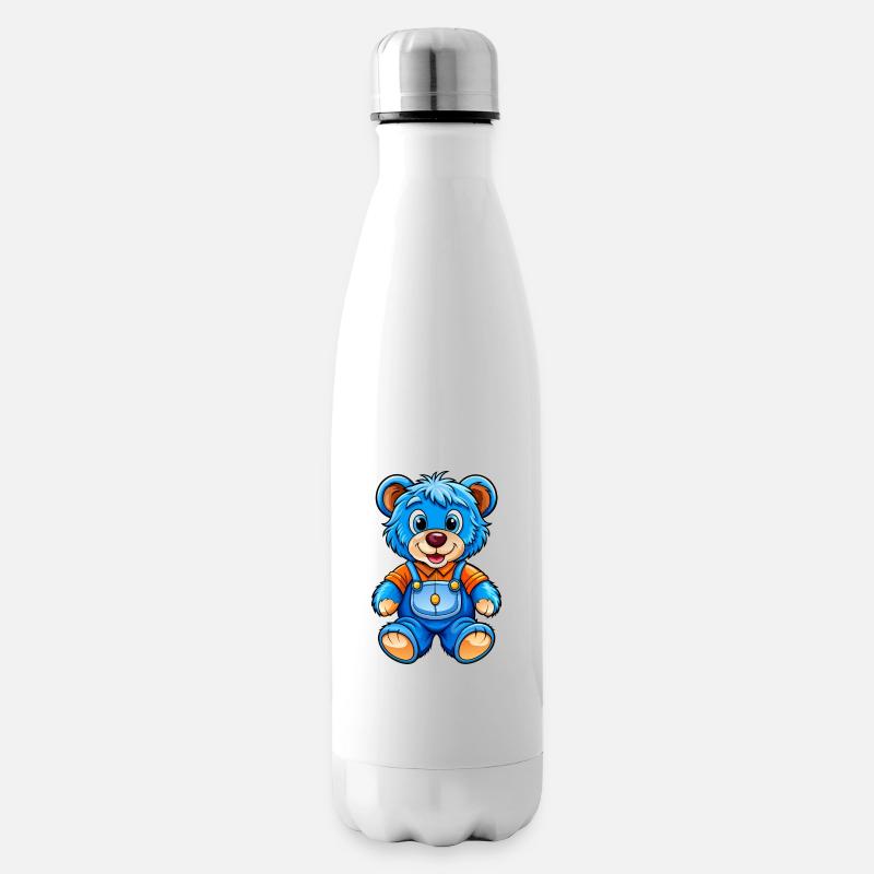 Blauer Teddy - Isolierflasche - Weiß