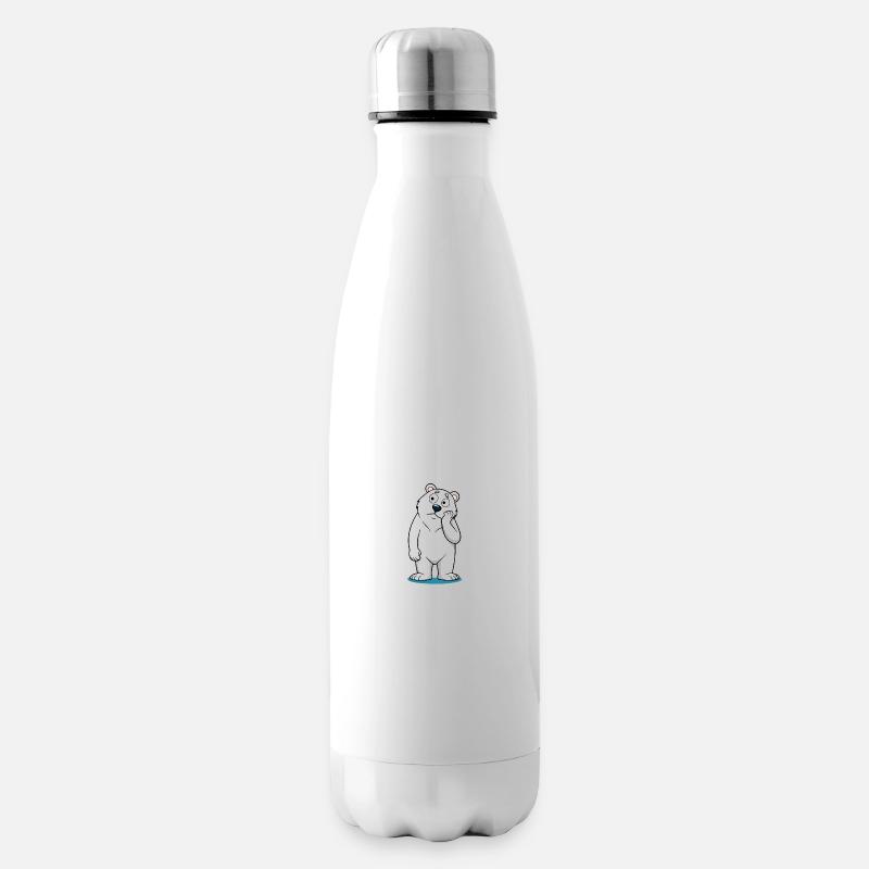 ours polaire perplexe : ours curieux de bande dessinée - Bouteille isotherme - blanc