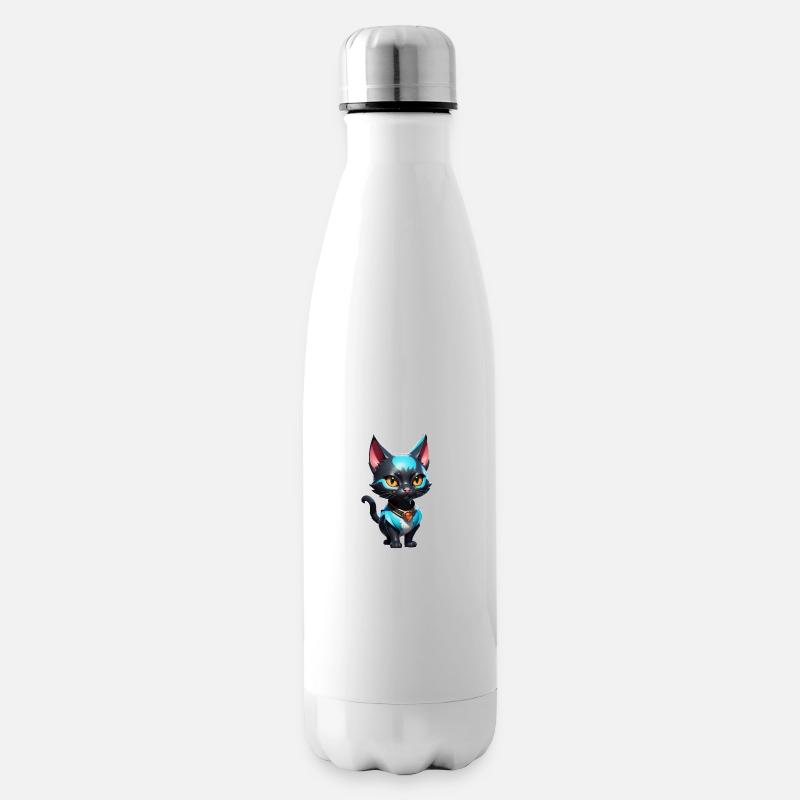 Chat Bande Dessinée Mignon - Bouteille isotherme - blanc