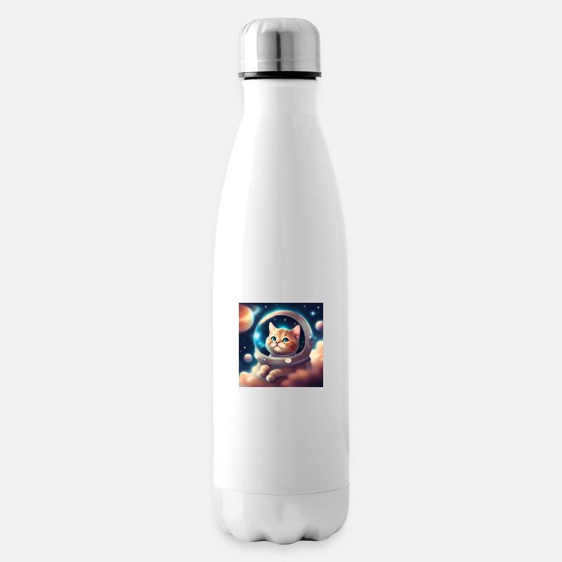 Niedliche Katze im Weltraum - Isolierflasche - Weiß