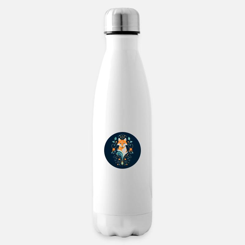 Fuchs mit Ornamenten - Isolierflasche - Weiß