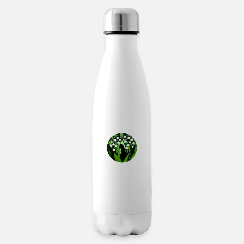 Schwarze Katze Maiglöckchen - Isolierflasche - Weiß