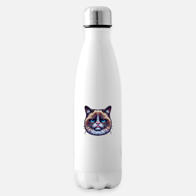 Katze mit schlechter Laune - Isolierflasche - Weiß