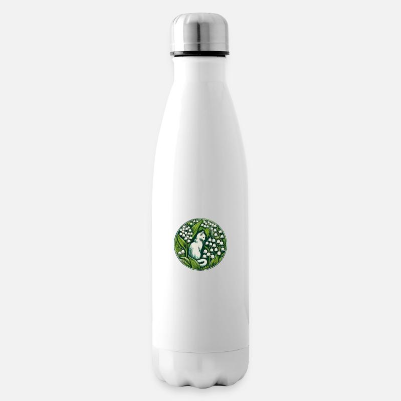 Maiglöckchen weiße Katze - Isolierflasche - Weiß