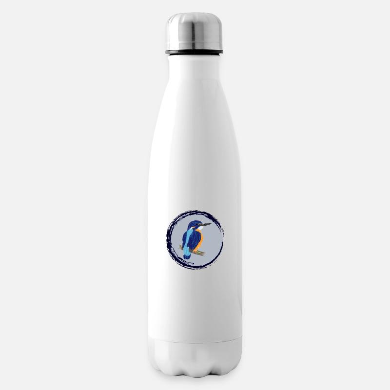 Nettes Design mit einem Eisvogel II - Isolierflasche - Weiß