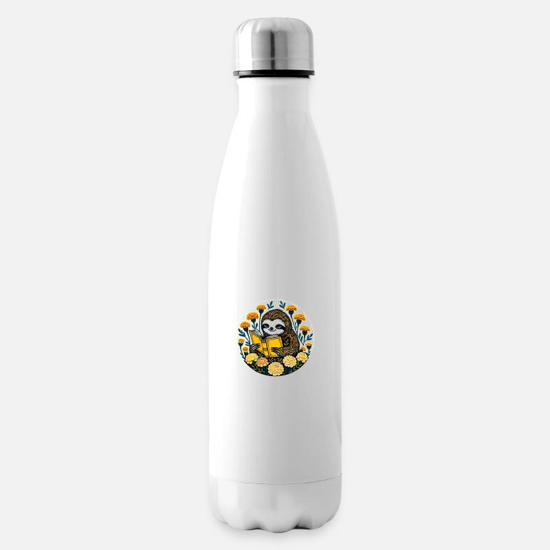 Reading Sloth - Insulated Water Bottle - white