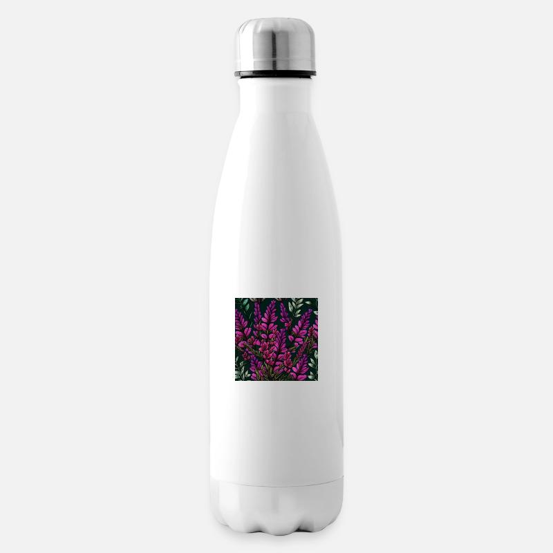 Lila Blüten - Isolierflasche - Weiß