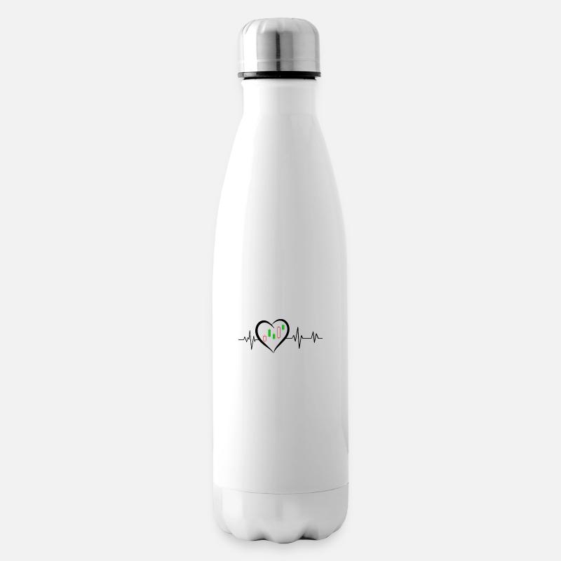 Herzschlag an der Börse - Isolierflasche - Weiß