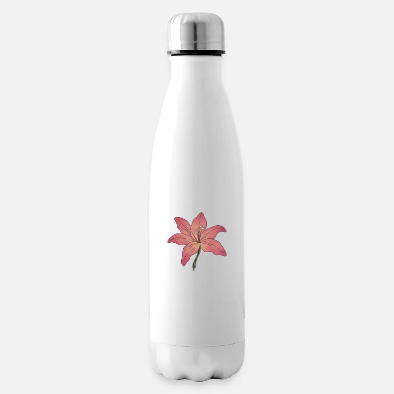 Lilie Blume - Isolierflasche - Weiß