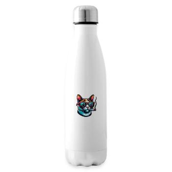 lustige Katze mit Joint - Isolierflasche - Weiß - Rechts