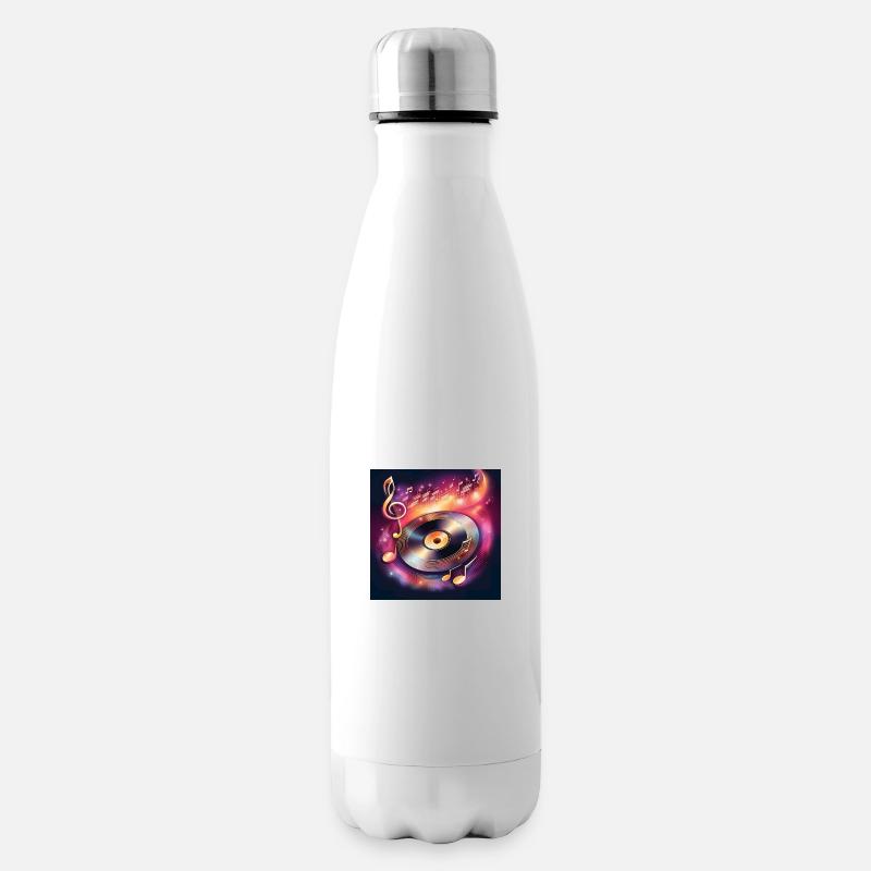 Melodische Schallplatte mit Noten - Isolierflasche - Weiß