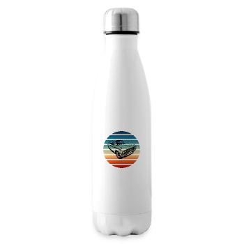 Retro Classic Car with Gradient Sunset - Insulated Water Bottle - white - Right