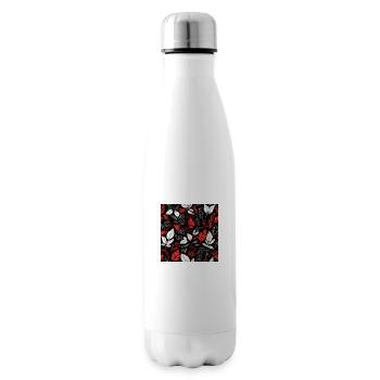 rotes Laubmuster - Isolierflasche - Weiß - Rechts