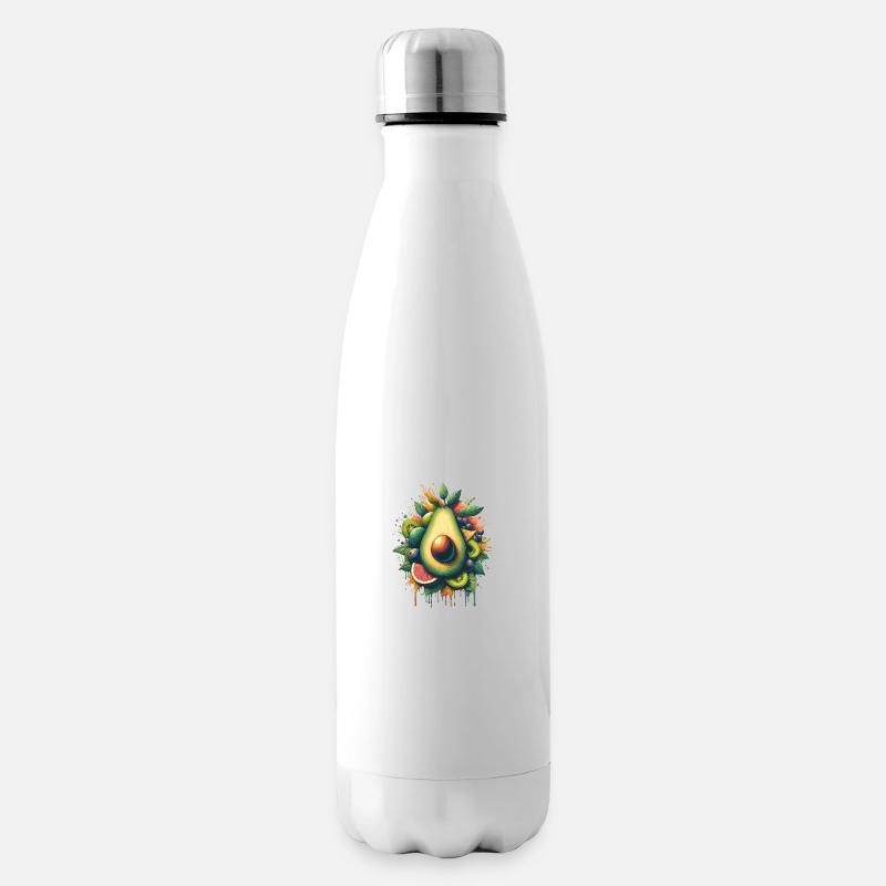 Avocado Frucht Malerei Fließende Farbe - Isolierflasche - Weiß