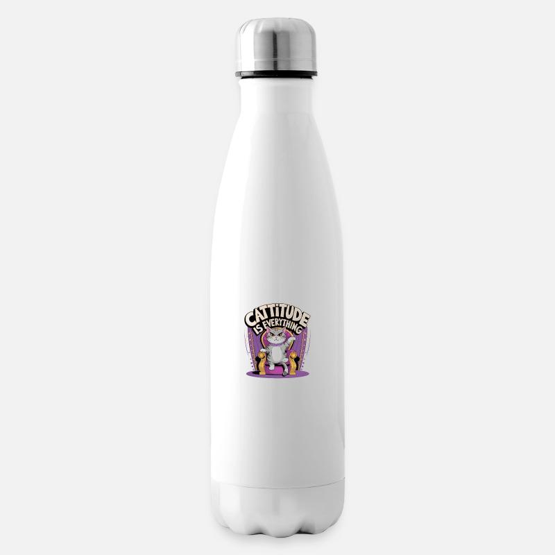 Cattitude is Everything - Insulated Water Bottle - white