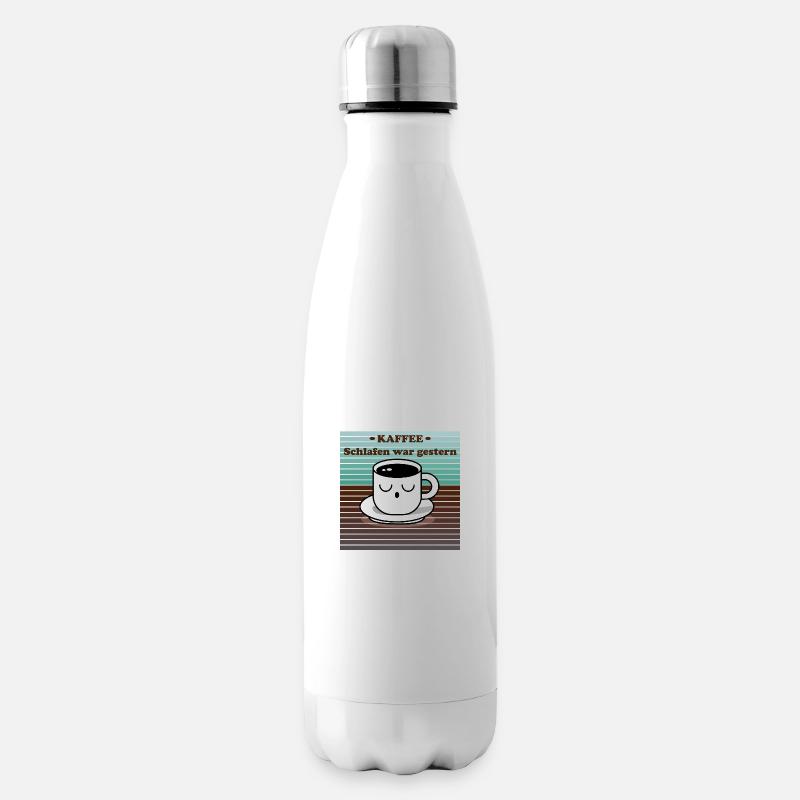Design "Müde Brühe" - Isolierflasche - Weiß