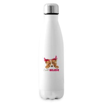 Niedlicher spähender Collie-Hund mit weihnachtlichen Hirschhörnern - Isolierflasche - Weiß - Rechts