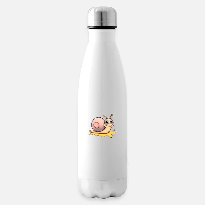 Glückliche Schnecke, die eine bunte Spur hinterlässt - Isolierflasche - Weiß