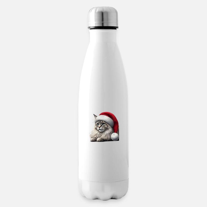 Chat de Noël - Bouteille isotherme - blanc