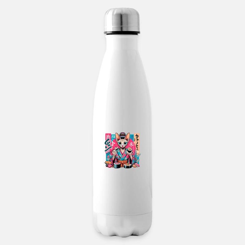 Sushi Sphynx Katze Maki Kimono Geschenk - Isolierflasche - Weiß