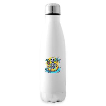 Skelett mit Schwimmreifen – Lustiges Sommerdesign - Isolierflasche - Weiß - Rechts