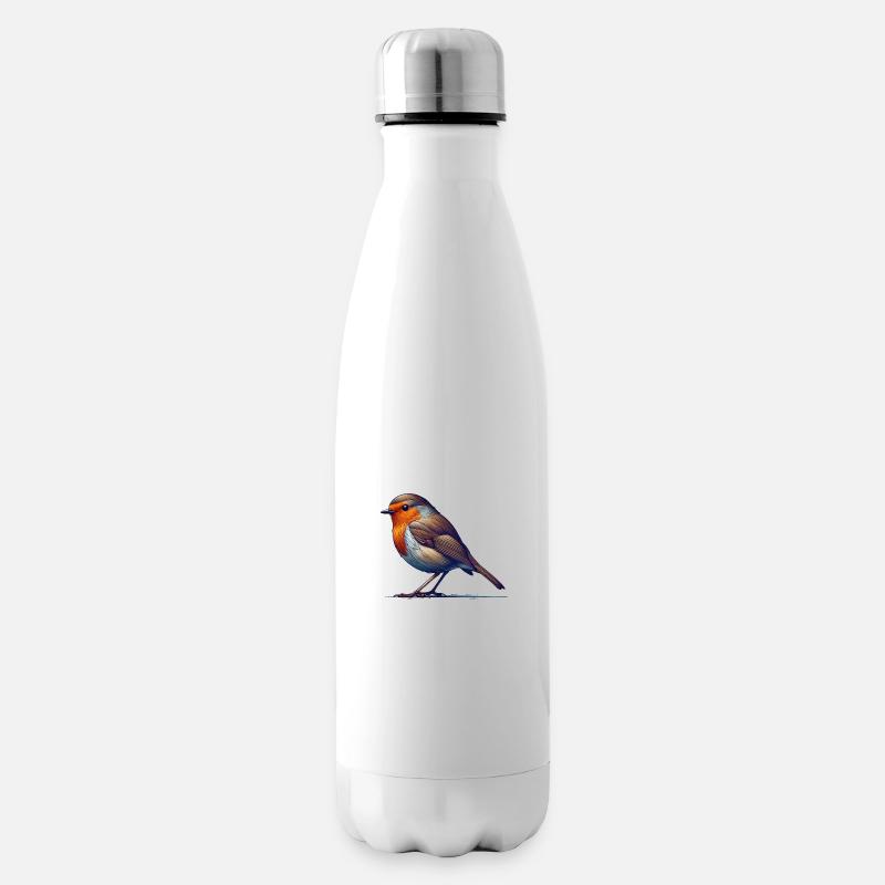 Rotkehlchen - Isolierflasche - Weiß