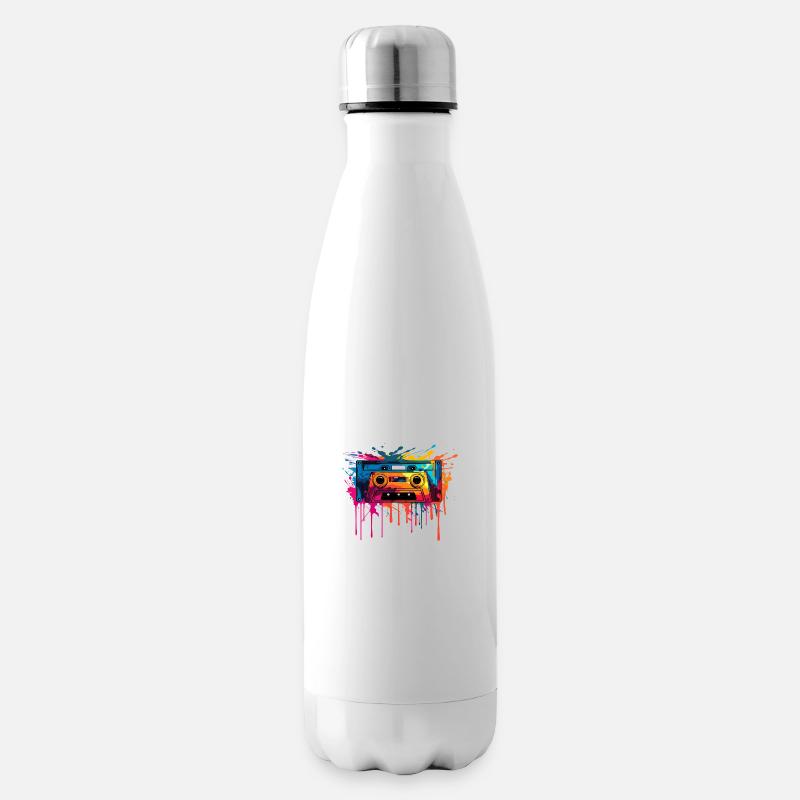 Retro Design Kassette - Isolierflasche - Weiß