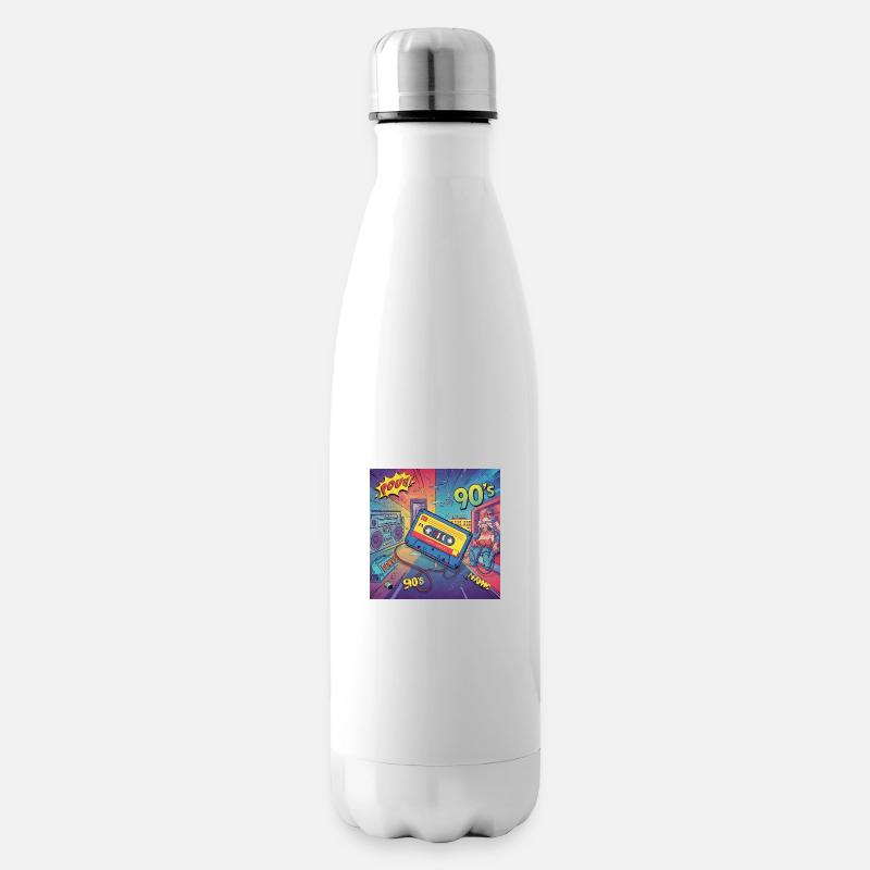 90s vibes : cassette de bande dessinée au look rétro - Bouteille isotherme - blanc